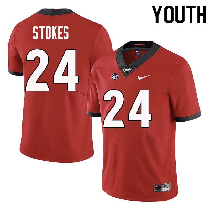 Youth Georgia Bulldogs #24 Eric Stokes College Football Jerseys Sale-Red
